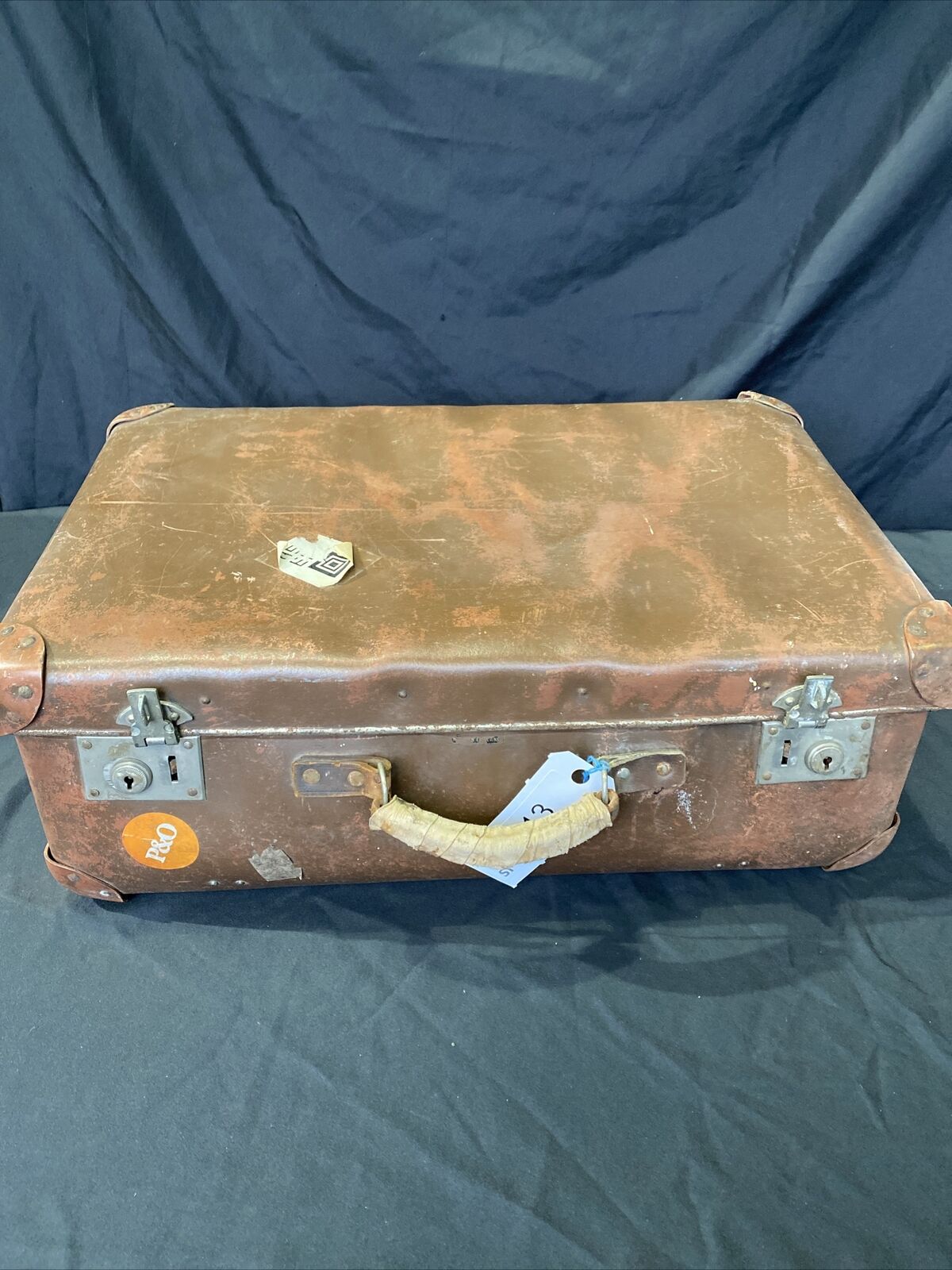 Vintage Antler Gents Travel luggage suitcase Woodbine Bremen Ship - (8413)