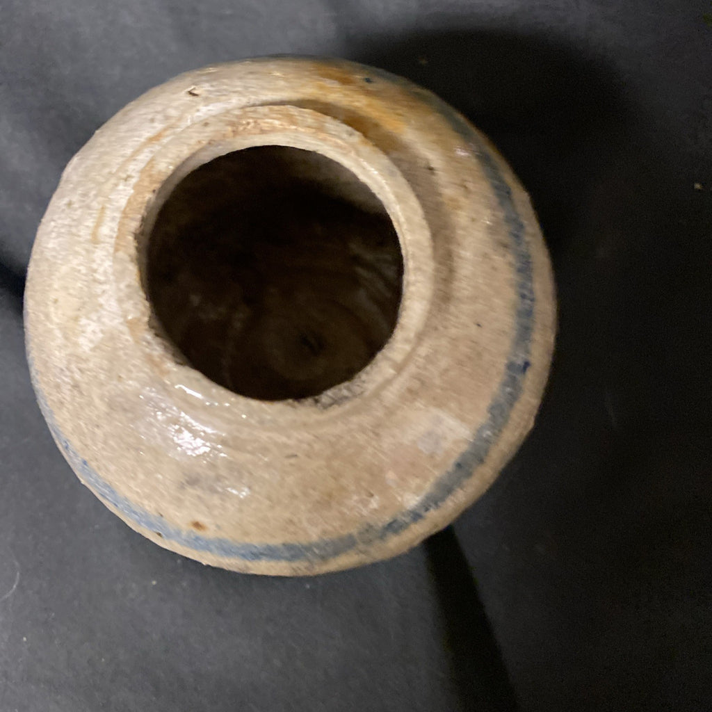 Antique Japanese Stoneware Ginger Jar 9cm x 10cm C-1800s -(1373)