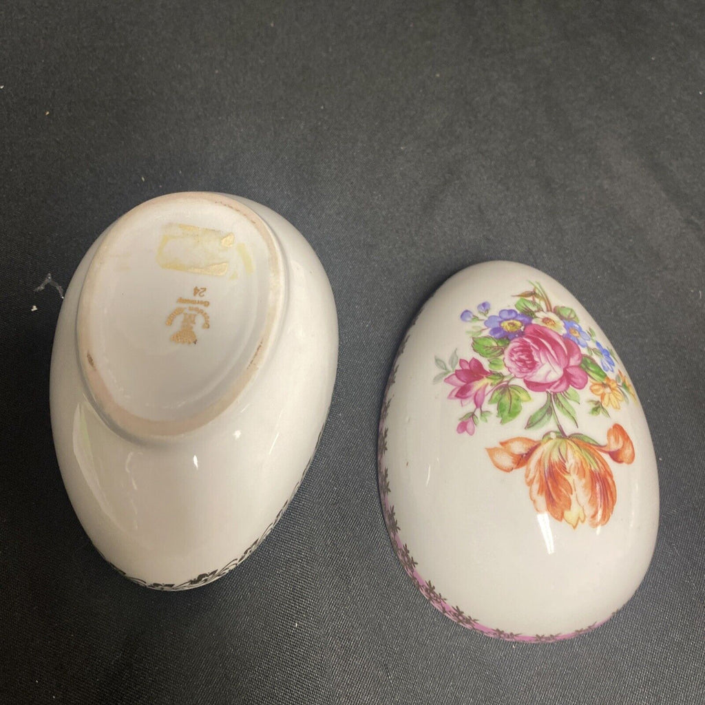 Trinket Box EGG - Bone China Made in Germany by Dresden China Egg - (9200)