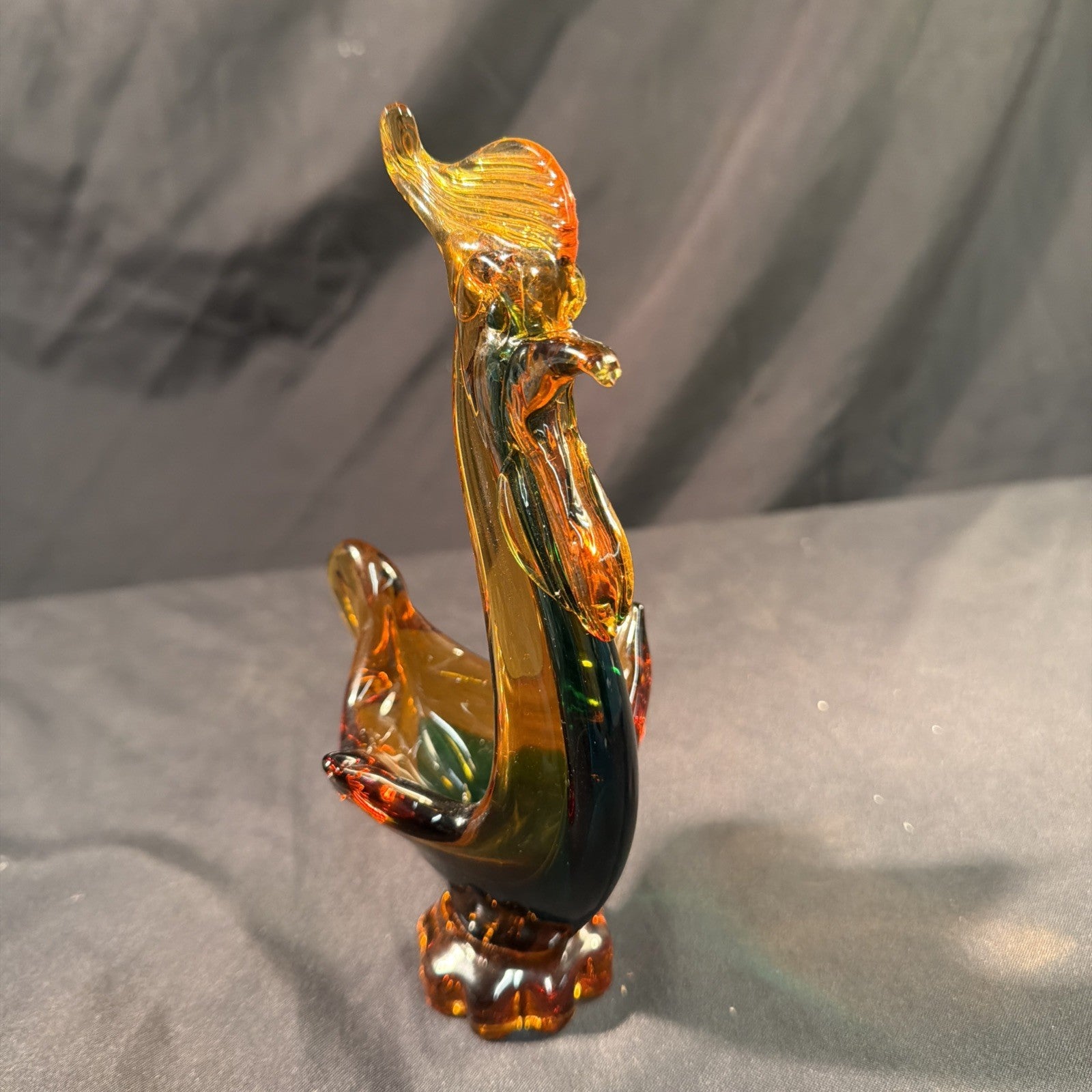 Licio Zanetti for Murano Amber & Blue glass Cockerel 1960's Vintage - (2079)