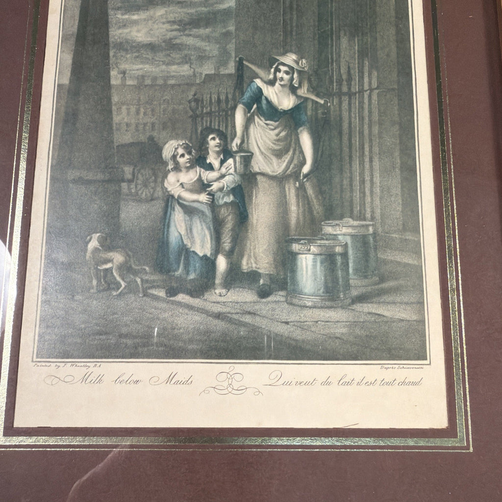 F Wheatley & Schiavonetti Cries of London engraving "Milk Below Maids" Framed - (2021)