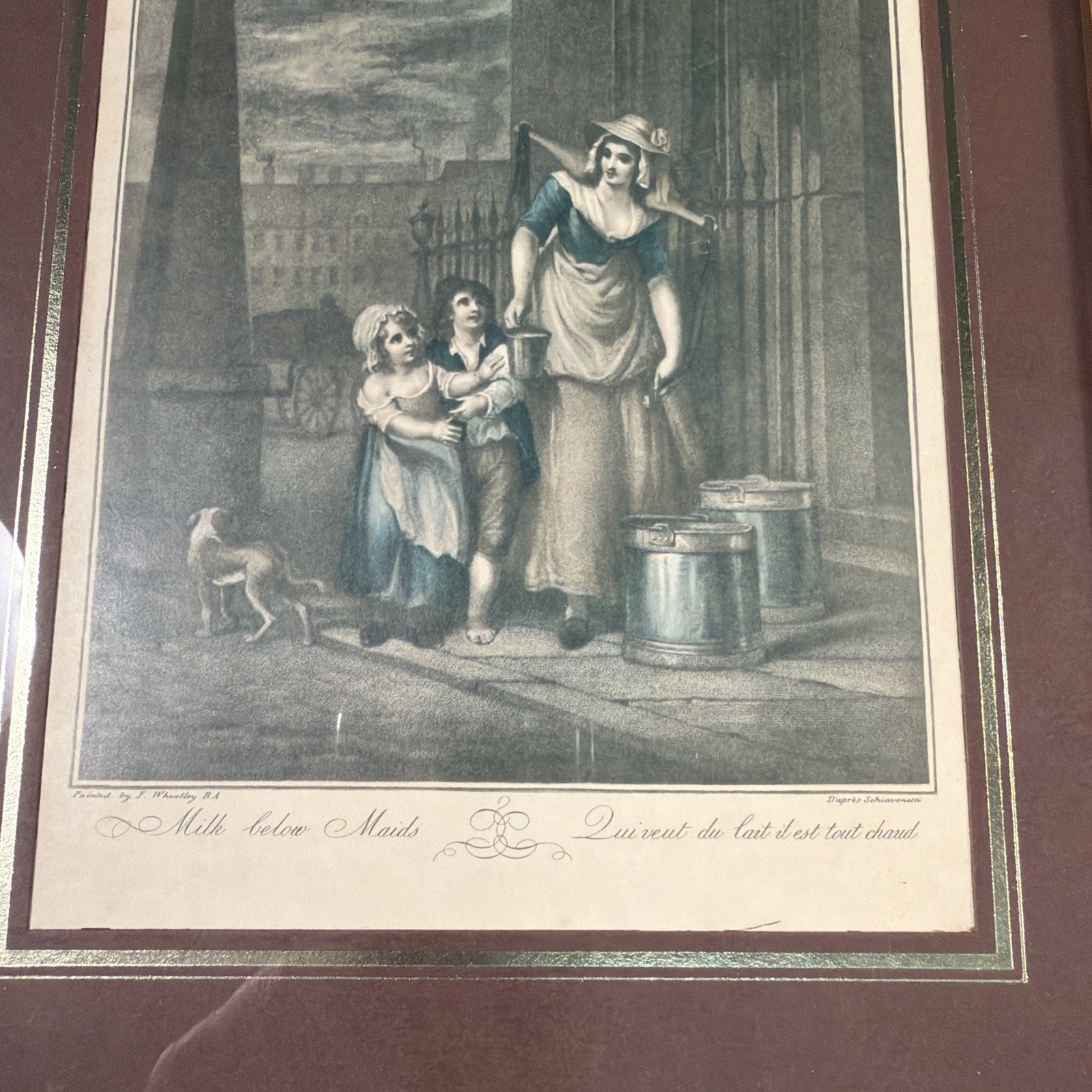 F Wheatley & Schiavonetti Cries of London engraving "Milk Below Maids" Framed - (2021)