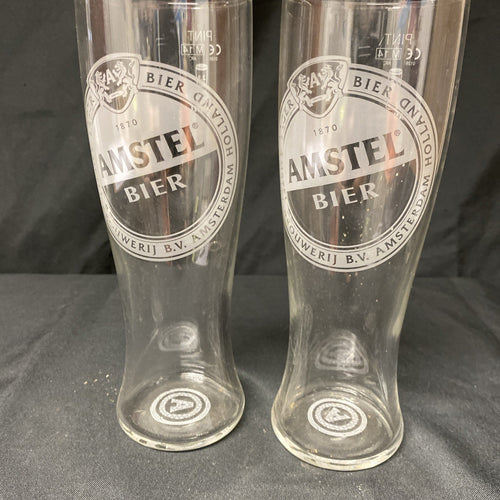 2X Amstel Bier Etched Pint Glasses Lager Drinks Home Bar Pub Party (1334