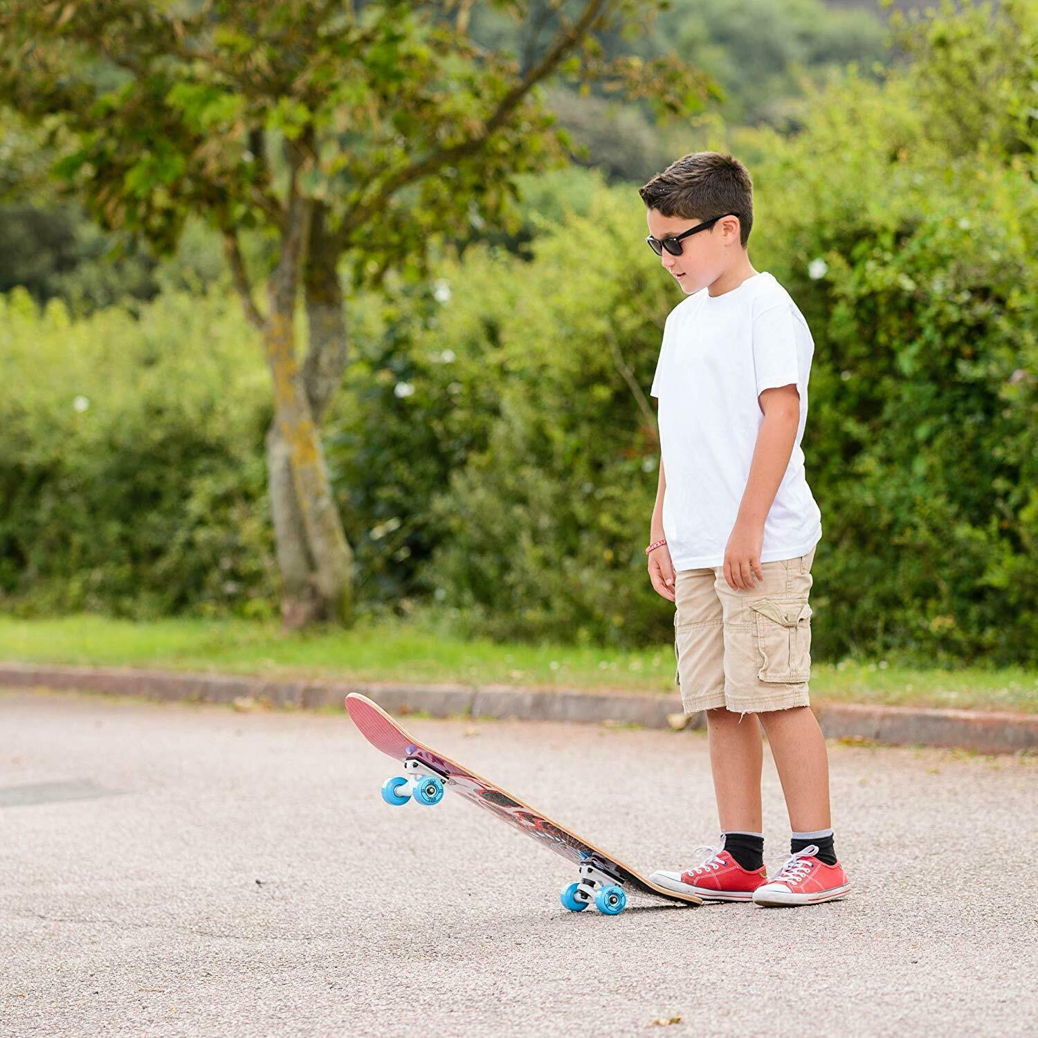 Xootz Double Kick Skateboard - Skull design  31" Skate board