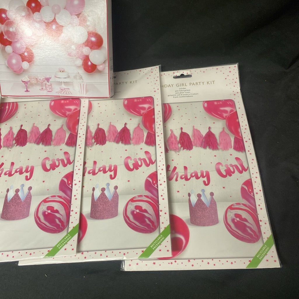 Large Bundle "Birthday Girl" Party Pack Balloons Banners Garlands Crowns (5336)