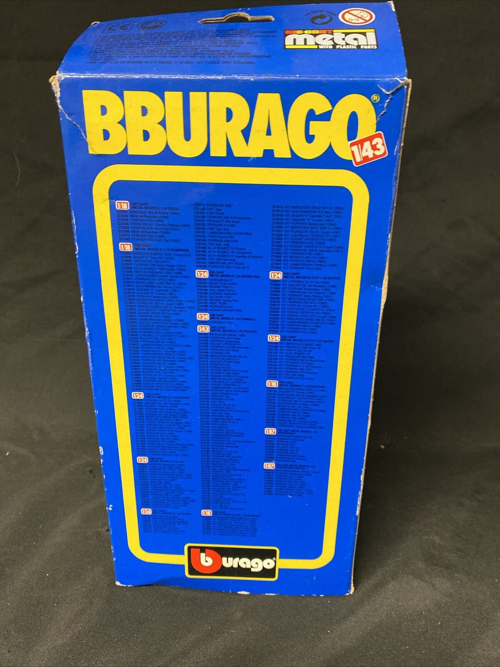 Vintage 1990's BBurago 5x Metal Car Models Cod. 4301 Diecast Mint Made in Italy