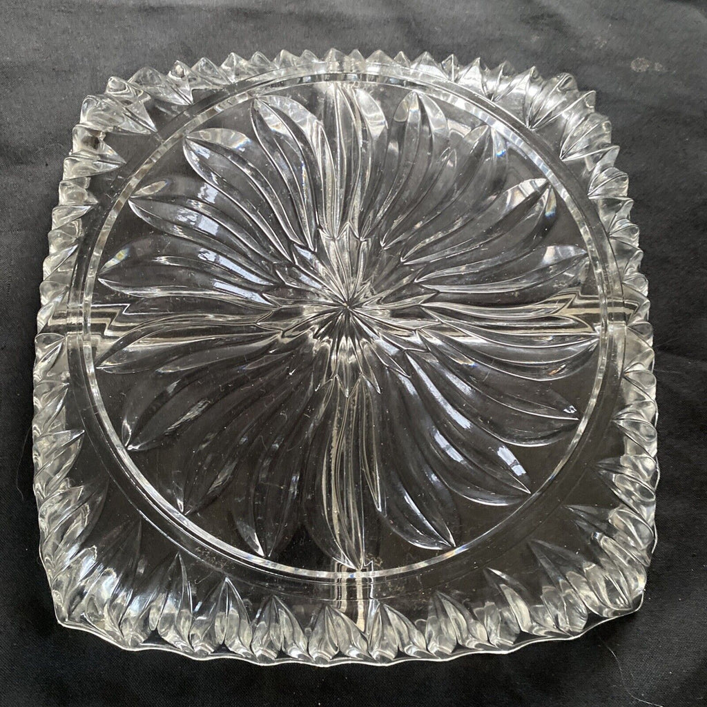Vintage Heavy Cut Glass Serving dip snack nibbles dish - 9354