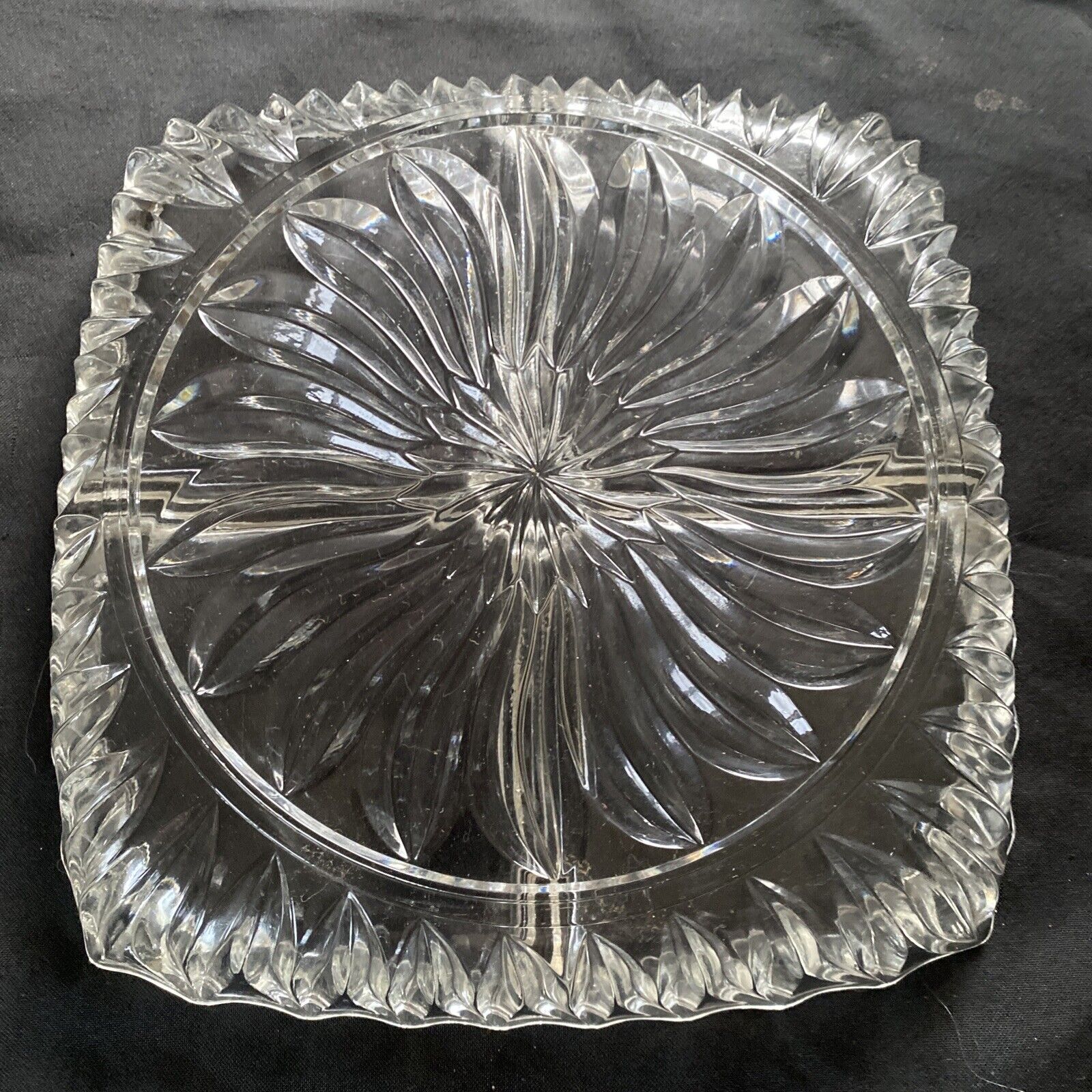 Vintage Heavy Cut Glass Serving dip snack nibbles dish - 9354