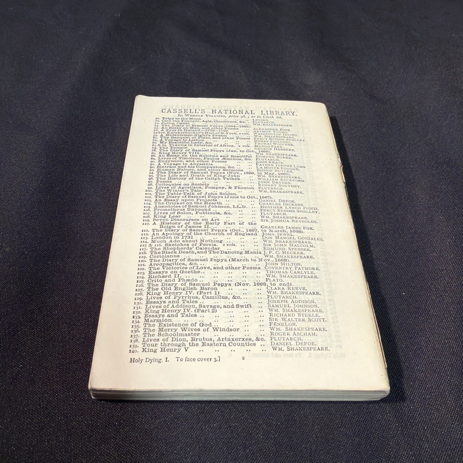 Cassell's National Library H Morley, Jeremy Taylor Holy Dying Pub. 1889 (2008)