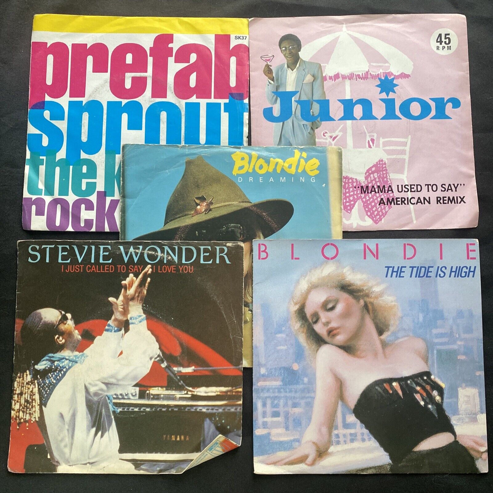 Vinyl Records 7" Singles 5x 80's Blondie Stevie Wonder Prefab Sprout Junior 9432