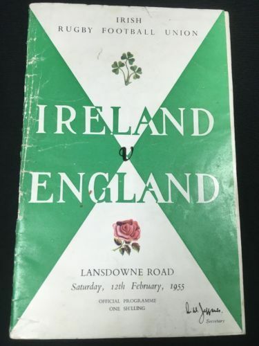 RUGBY UNION Programme Ireland Vs England Lansdowne Road February 12th 1955 (2869