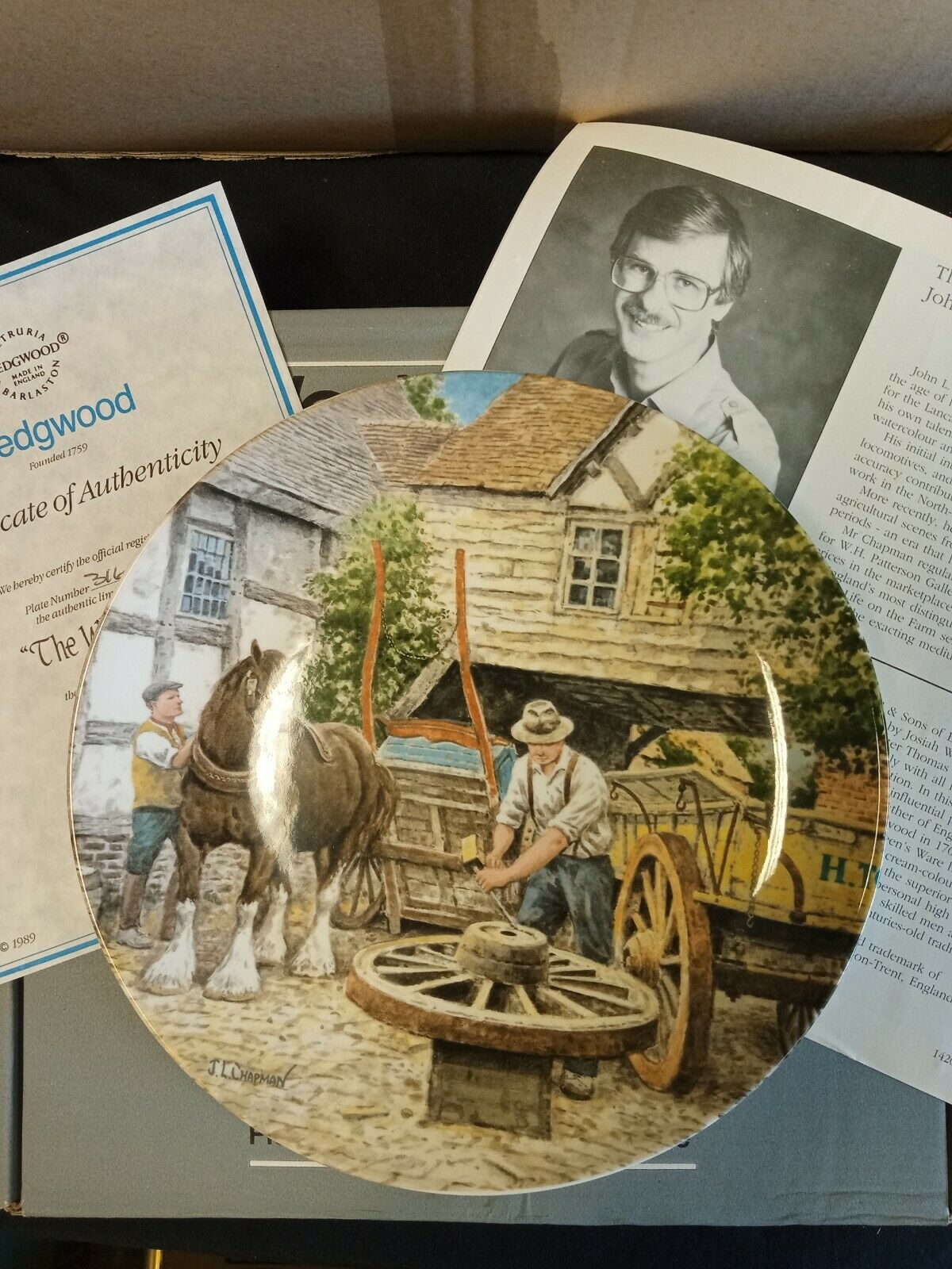 Wedgwood Queensware Collectors Boxed Plate Limited Ed. 1989 Wheelwright (7878)