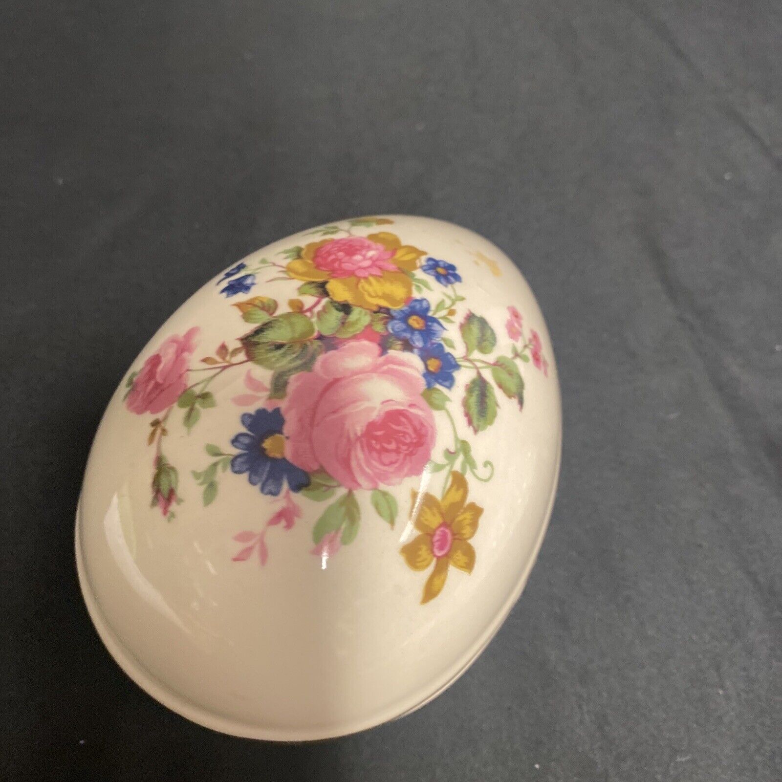 Trinket Box EGG -  Sadler Staffordshire England Pottery Floral Design - (9221)