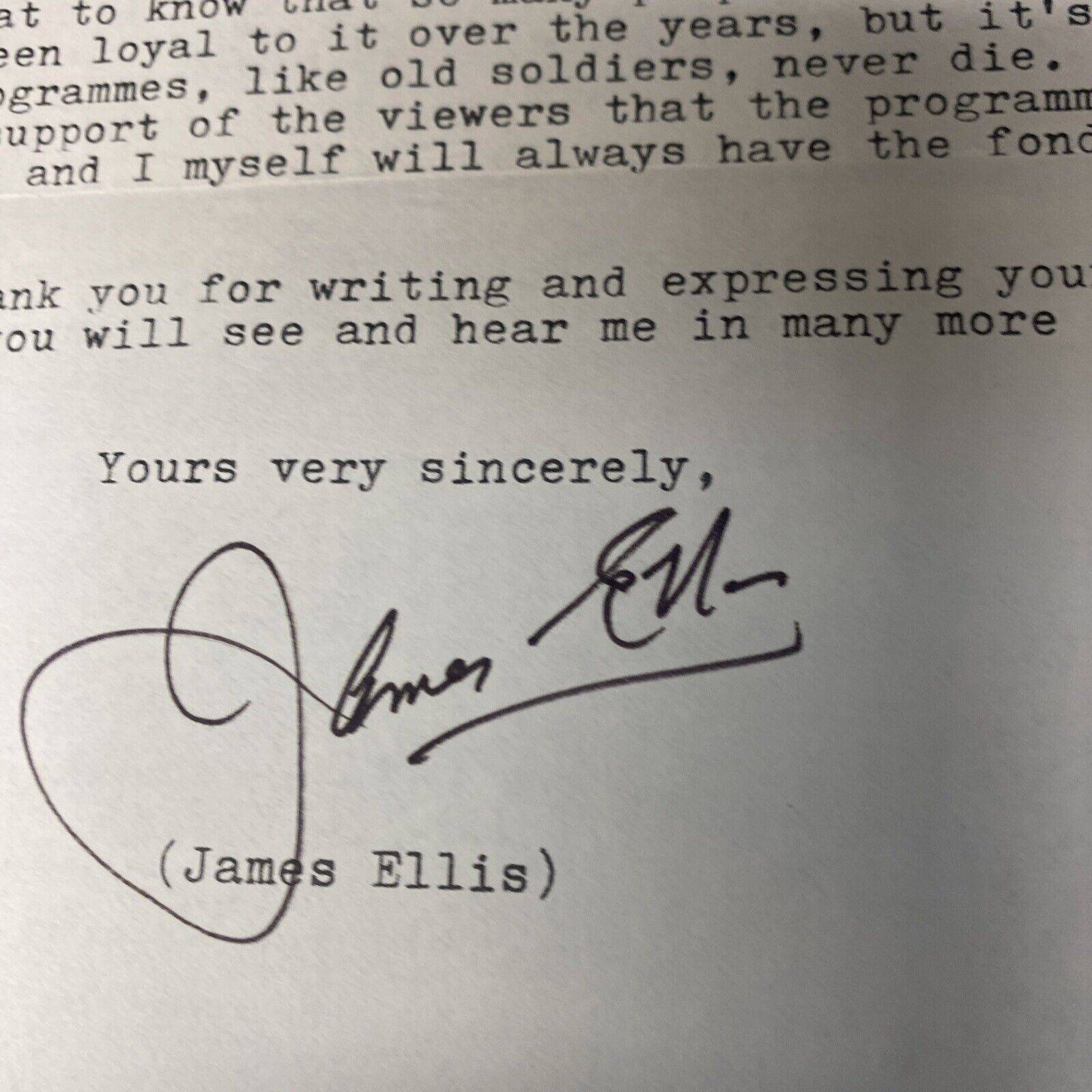 James Ellis (Bert Lynch Z Cars) 2 Letters both hand signed Autographed (8945)