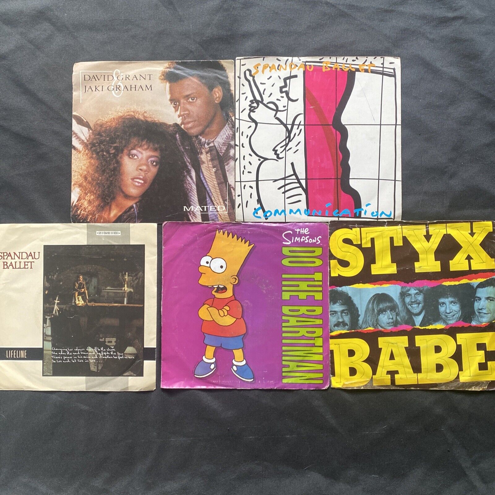 Vinyl Records 7" Singles 5 x 1980's Spandau Ballet, The Simpsons Etc -9453