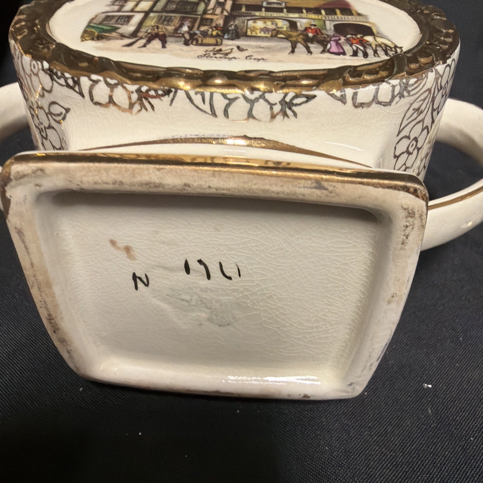 Sadler Set of 3 - Teapot, Creamer, Sugar Bowl - Design no 1761 "Stirrup Cup" - (1843)