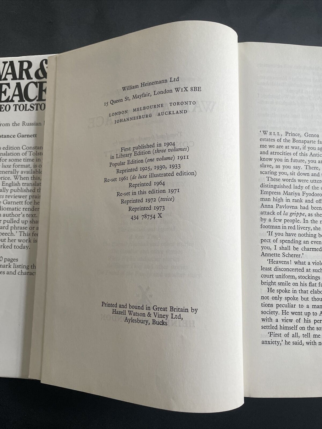 BOOK - WAR & PEACE Leo Tolstoy de-luxe edition 1973 HB & DJ - (9500)