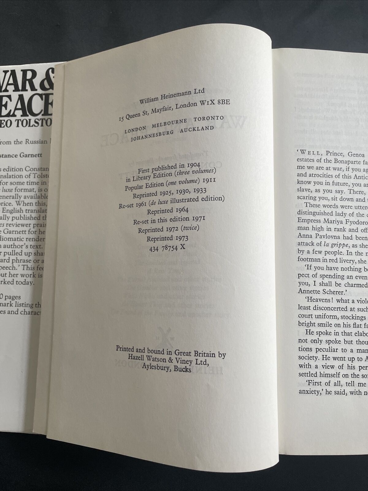 BOOK - WAR & PEACE Leo Tolstoy de-luxe edition 1973 HB & DJ - (9500)