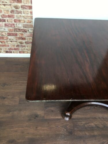 Antique Mahogany Very large square reception table on octagonal baluster column