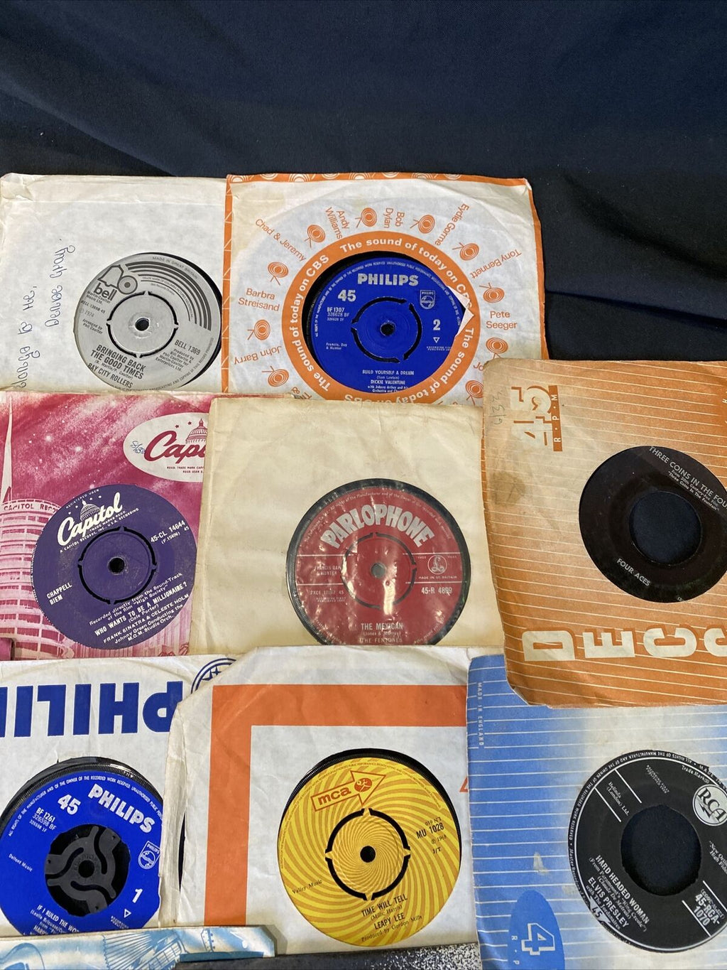 Vintage 1960's to 80's 7" Singles x 21 Acker Bilk Petula Clark Elvis + More (8365
