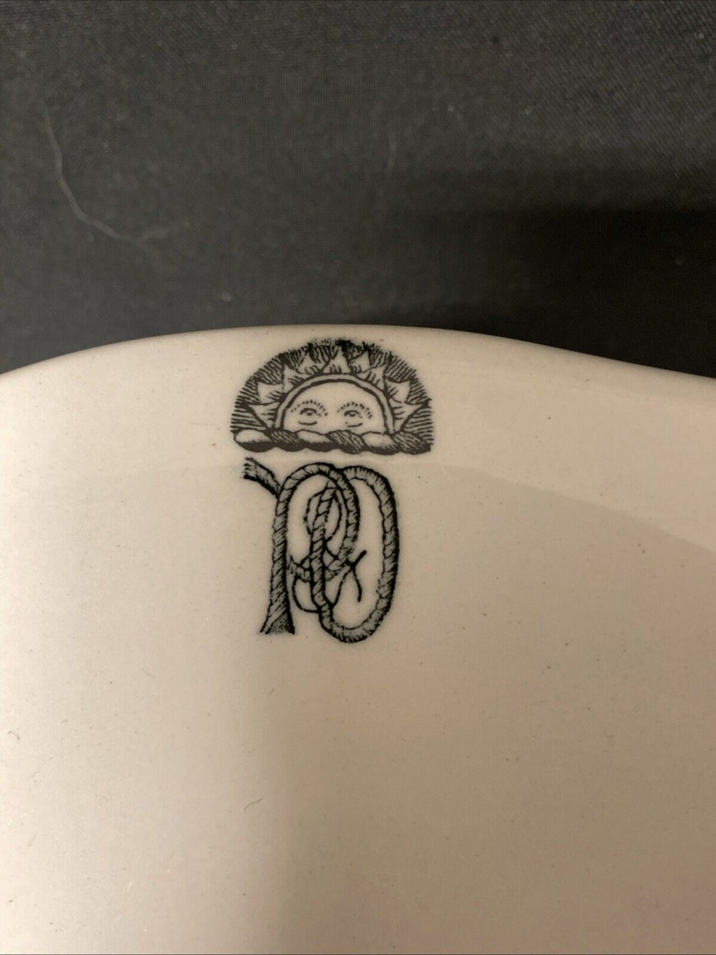 Antique P&O Cruise Lines Ceramic Rope Logo Footed Cake Plate Nauticalia -(5825)