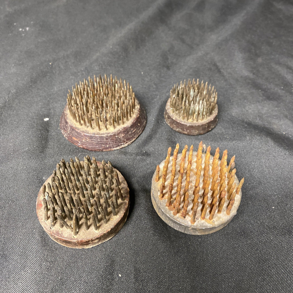 Vintage Floral Flower Frogs x4 Metal Spikes Heavy Vintage MANY uses (1418)