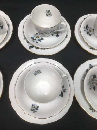 Bohemia Ceramic Works Czechoslovakia tea set antique 18 piece (6 trio) -(2764)