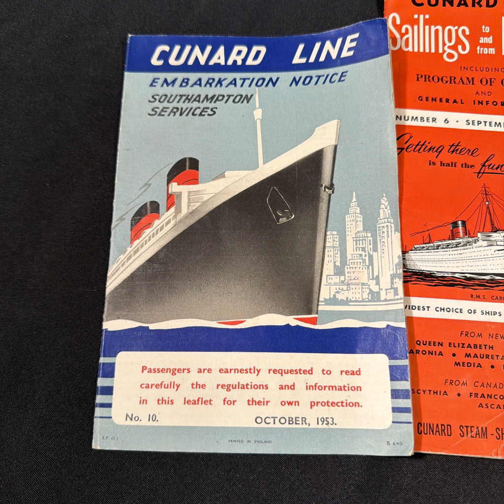 Cunard Line White Star Sailings and costs brochures leaflets dated 1953 - (2053)