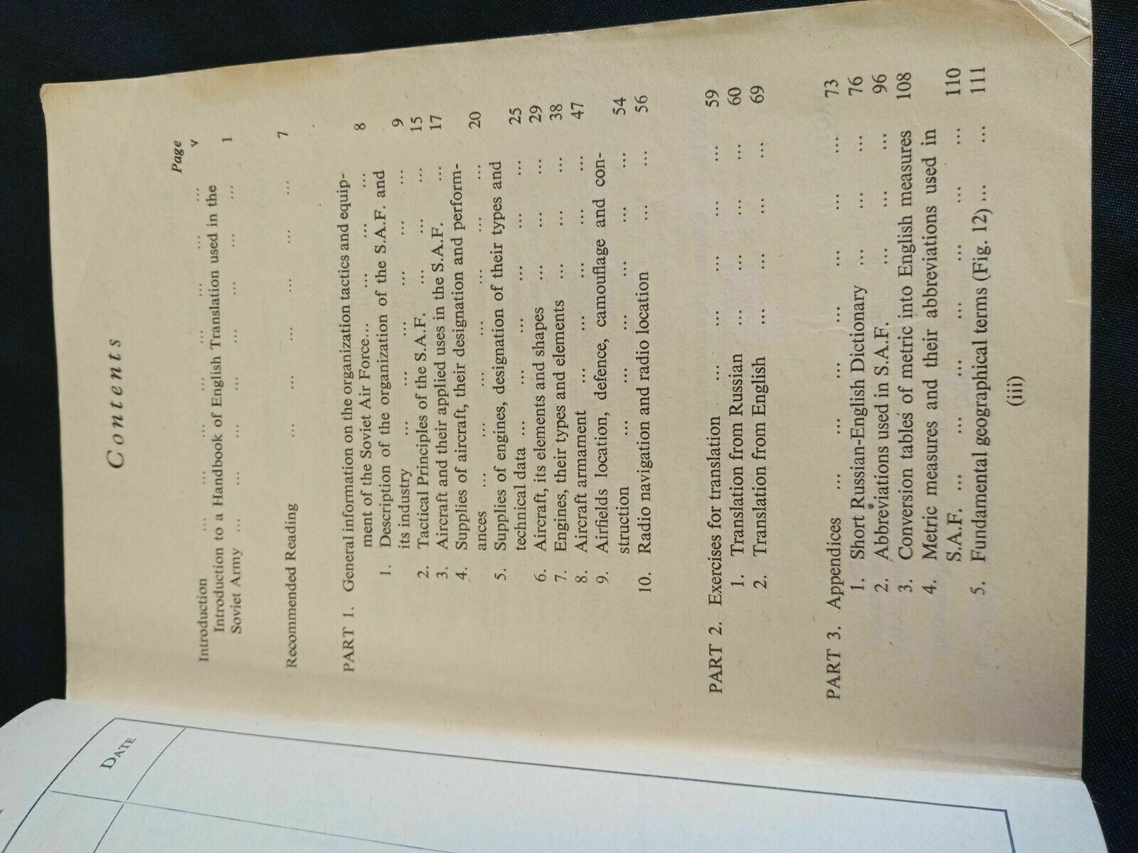 Royal Air Force Air Ministry Handbook for Interpreters RUSSIAN Book 1951 - (7809