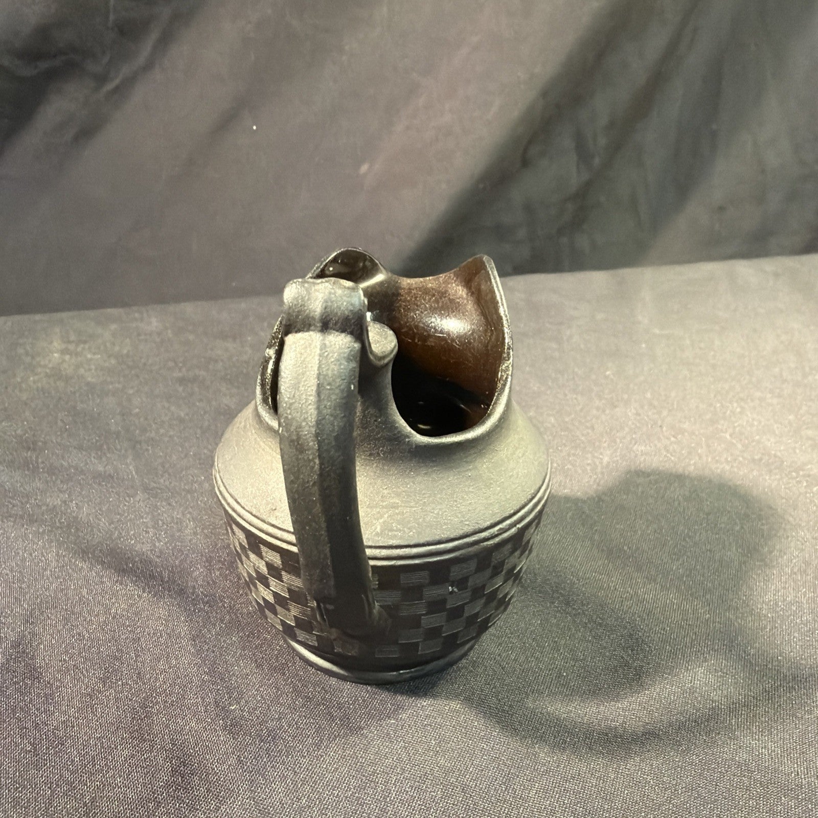 Vintage Black Basalt Jug / Creamer 9cm tall Wedgwood? - (1982)