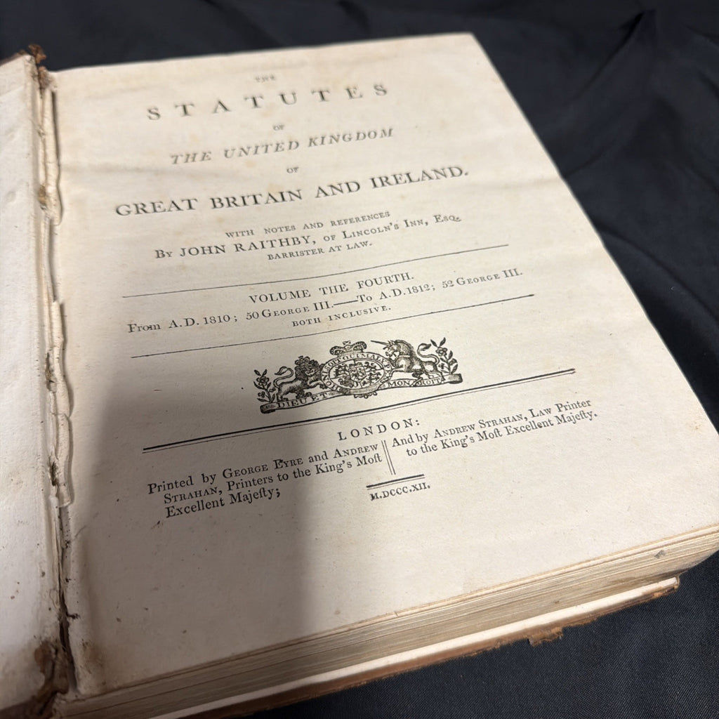 The Statutes of United Kingdom George III 1810 to 1812 Vol 4 huge Book - SKU (1909)