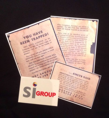 Propaganda Leaflets - WWII - REPLICAS of 3 Dropped By Germany - War Memorabilia