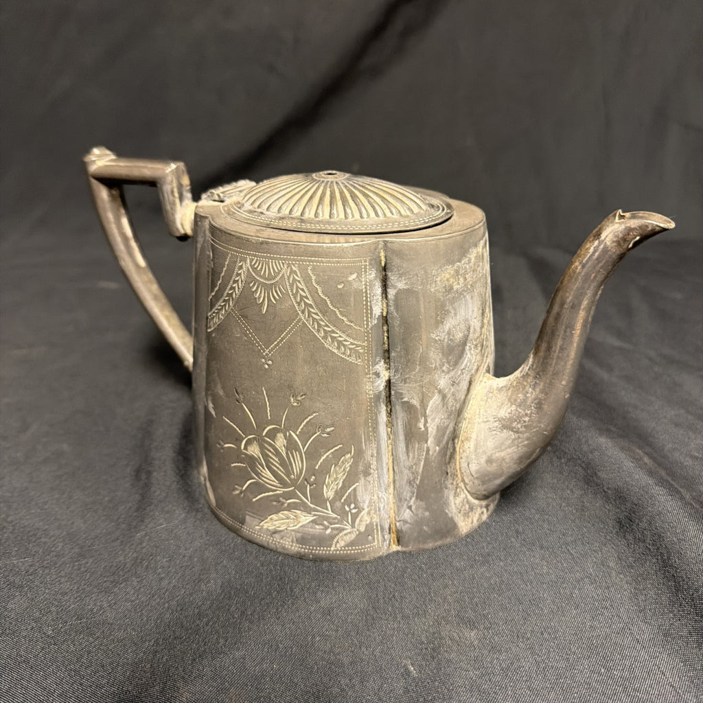 Antique Electroplated Brittania Metal Teapot Sheffield #4966 - (1914)