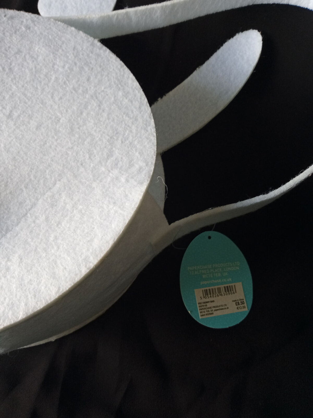 BULK BUY 8 x Bag large felt and shaped as a bunny rabbit ready for the egg hunt Easter