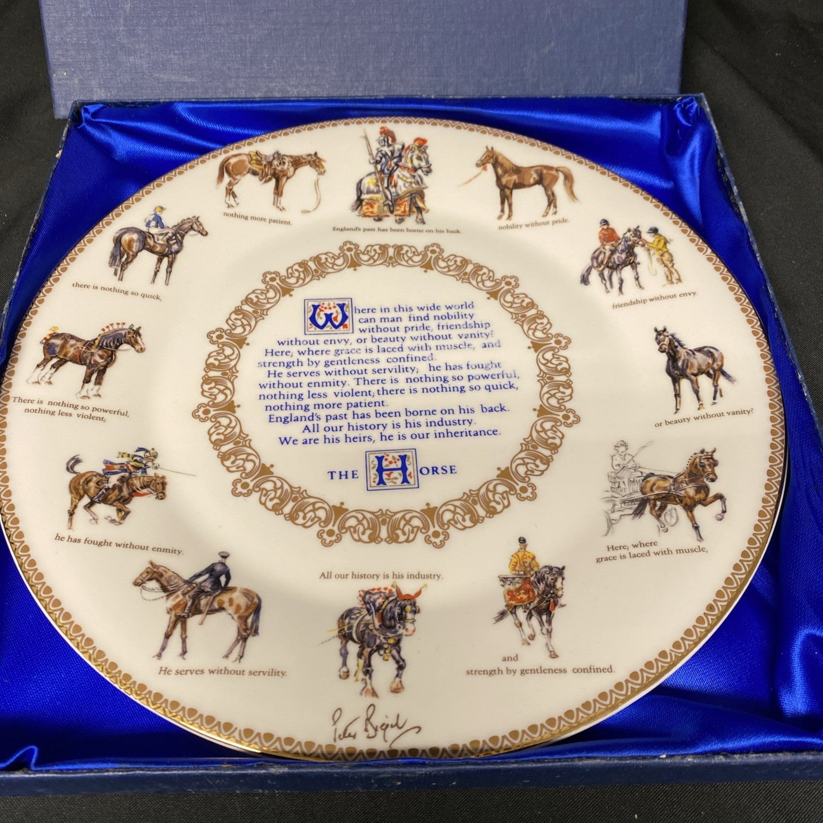 "The Horse" Fine Bone China Plate By Aynsley FR Gray Aldridge 27cms -(1604)