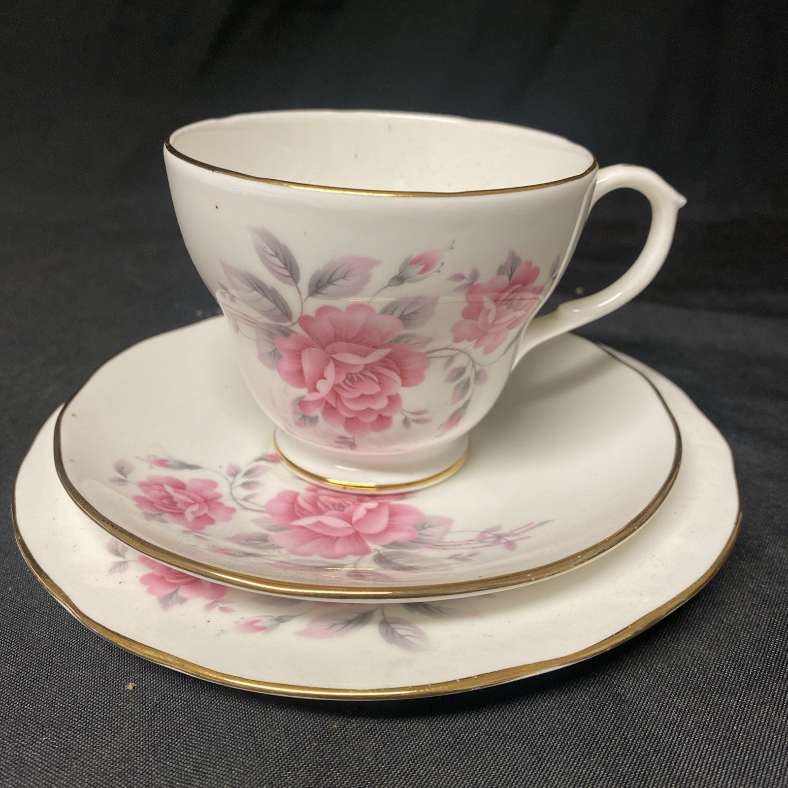 Duchess Fine China Pink Rose Trio - Side Plate Cup Saucer - (1588)