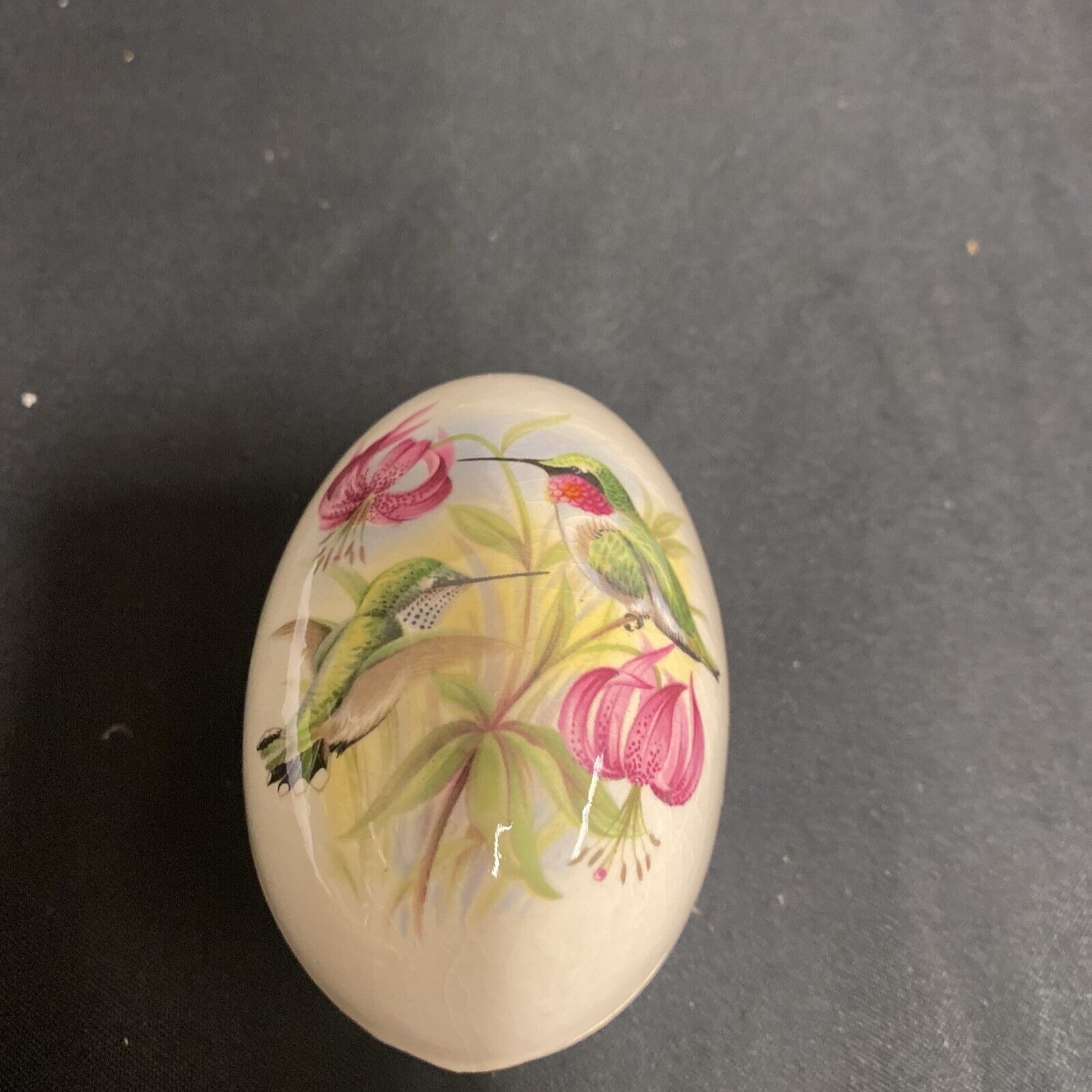 Trinket Box EGG - England Bone China Honeysuckle design Egg - (9224)
