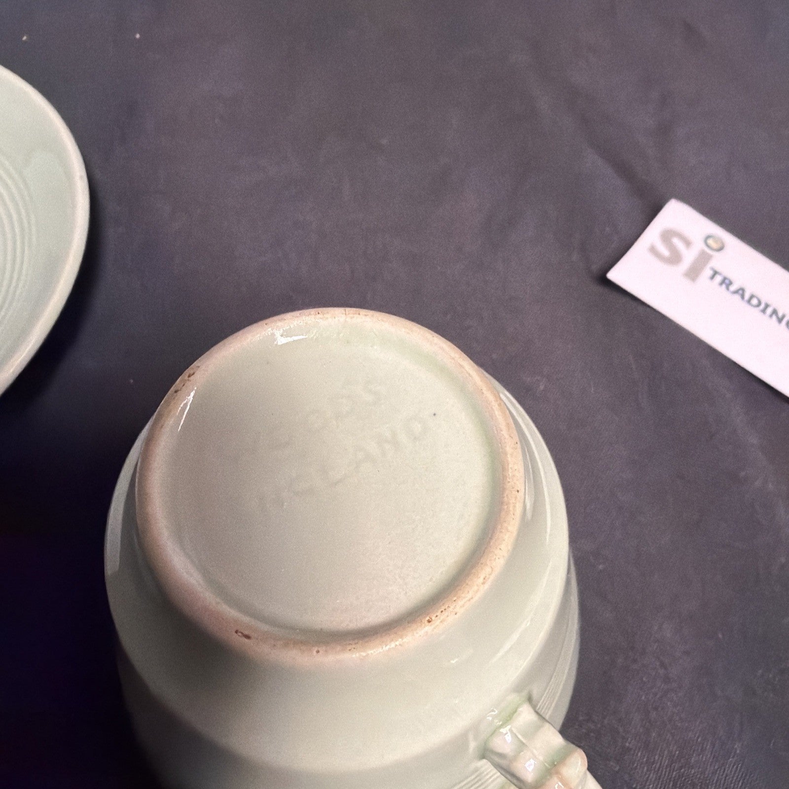 Wood's Ware Beryl Utility Green 1940's Ceramic Tea Cup & saucer x 4 - (1918) 