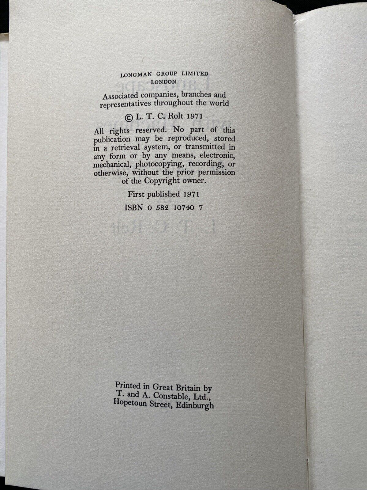 Landscape with Machines: An Autobiography, Rolt, L. T. C. Very Good Book (5895)