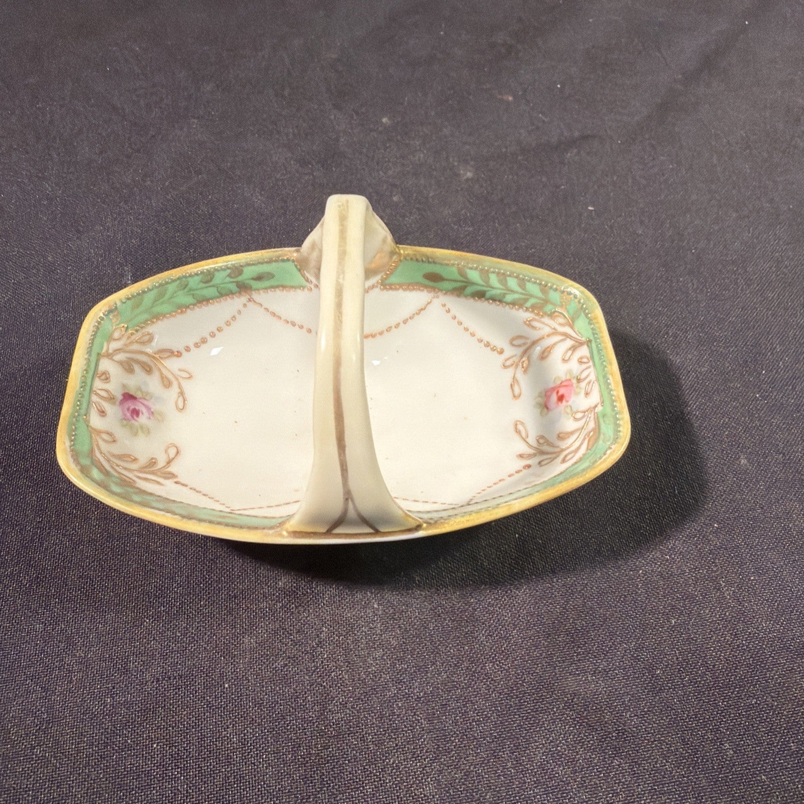 Noritake Made in Japan Small handled pin dish Excellent Cond. - (2064)