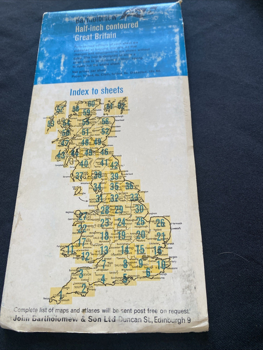 Merseyside Bartholomew Half Inch Map Series Paper Map #28 (1311)