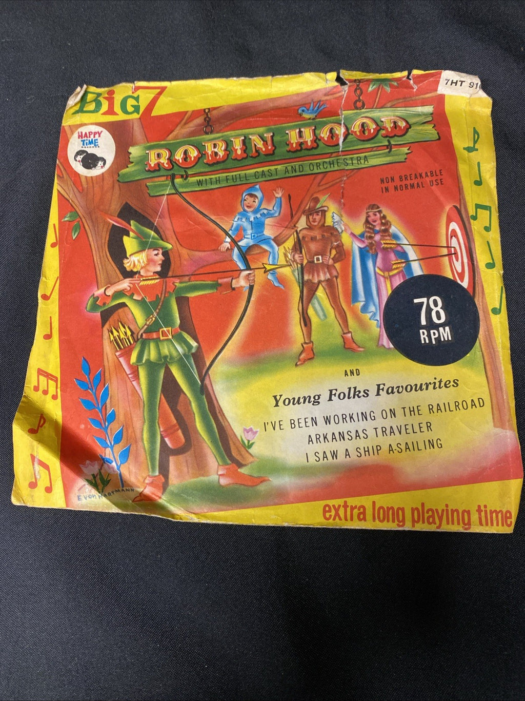 VINYL RECORD - Happy Time Records Robin Hood etc 7" MULTI COLOUR VINYL - (1444)