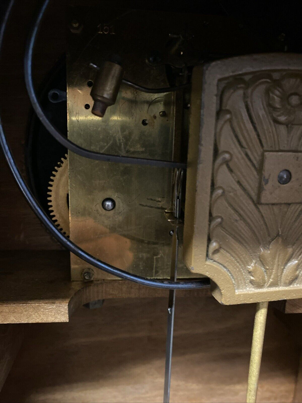 Oak Cased Large Mantle Clock 1900's 34cm Tall 13cm Diameter Face - (5735)