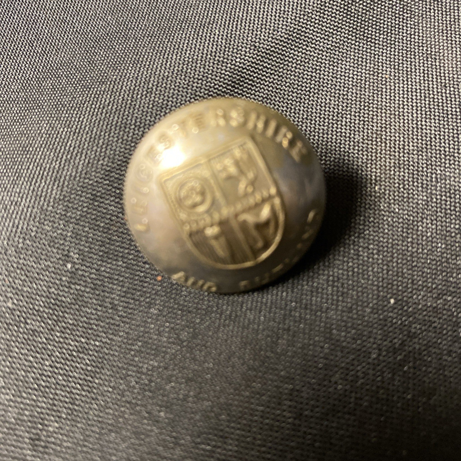 FIRE BRIGADE Vintage Tunic Button - LEICESTERSHIRE Fire Brigade 25mm  - (7582