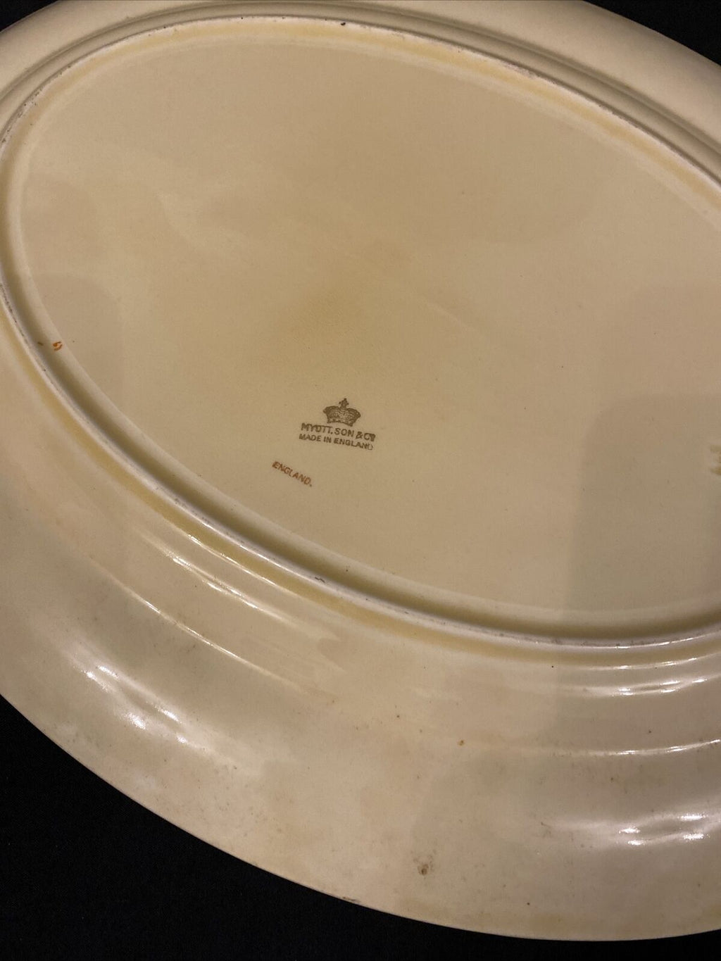 Vintage Myott Son & CO Large Oval Platter Yellow with Japanese Garden - (8558)