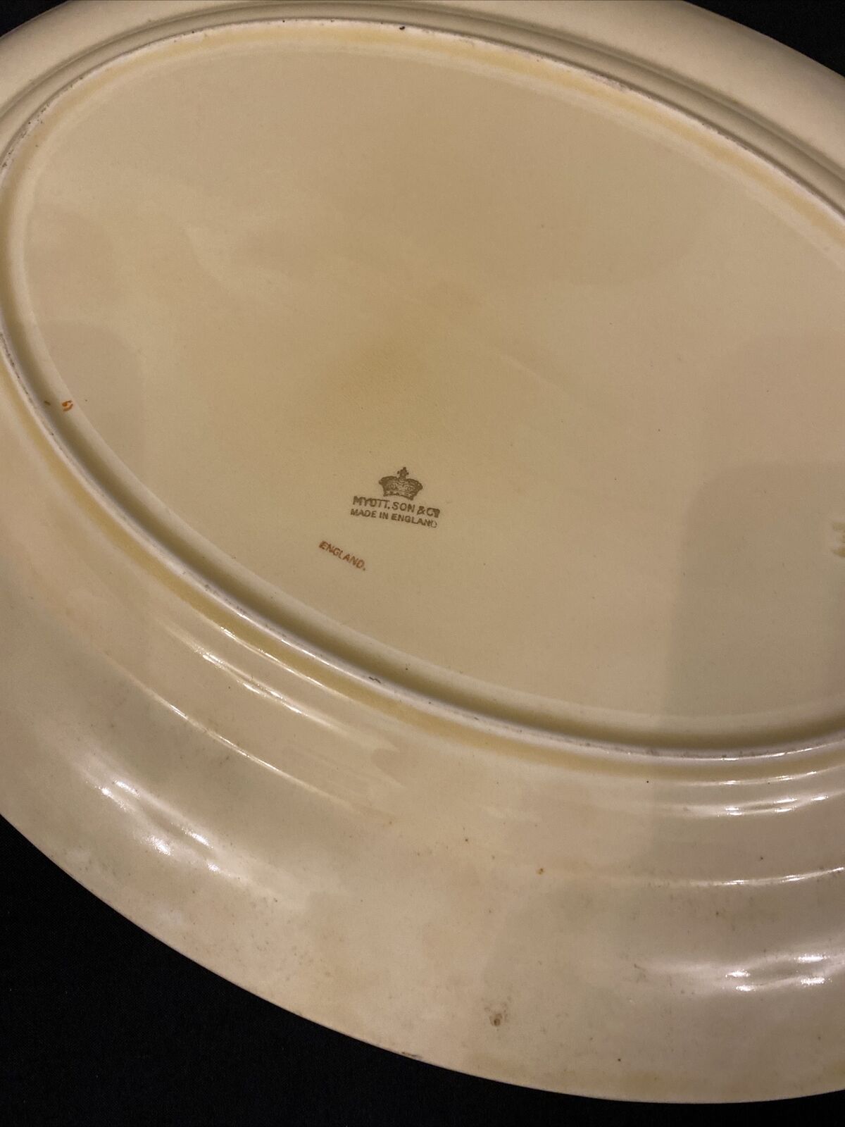 Vintage Myott Son & CO Large Oval Platter Yellow with Japanese Garden - (8558)