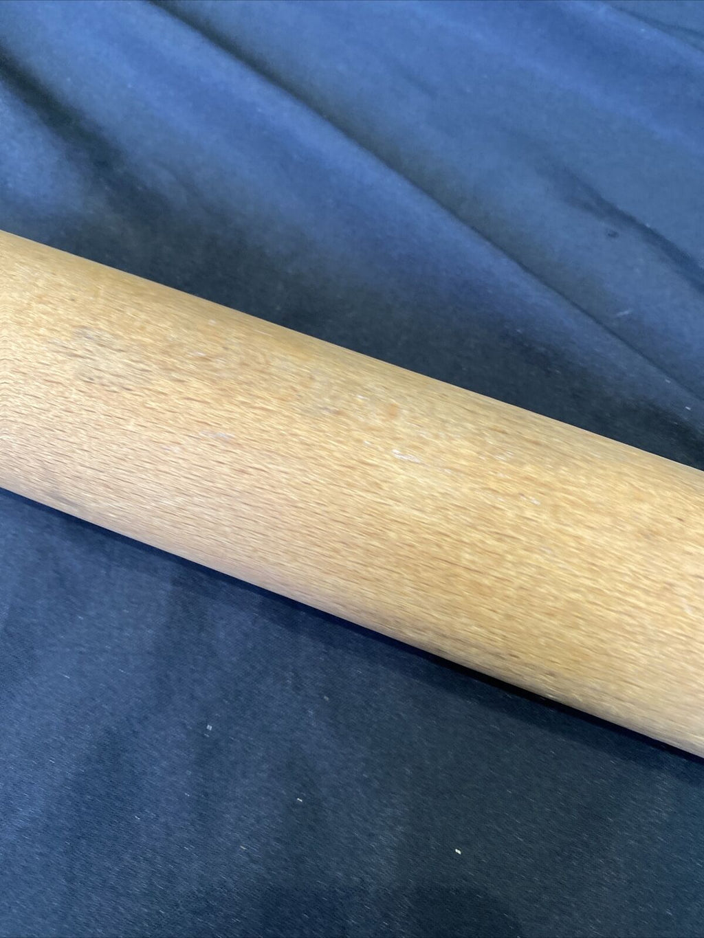 Antique Solid Wooden Rolling Pin 9" barrel 17" total turning handles - (8444)