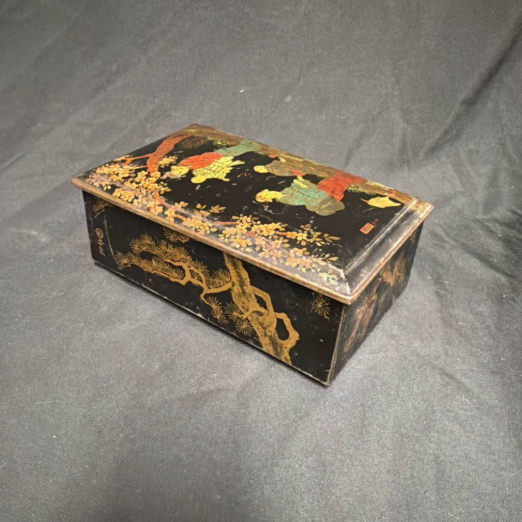 Rileys Toffee Tin Japanese Cloisonne style with key 1910 Edwardian - (1954)