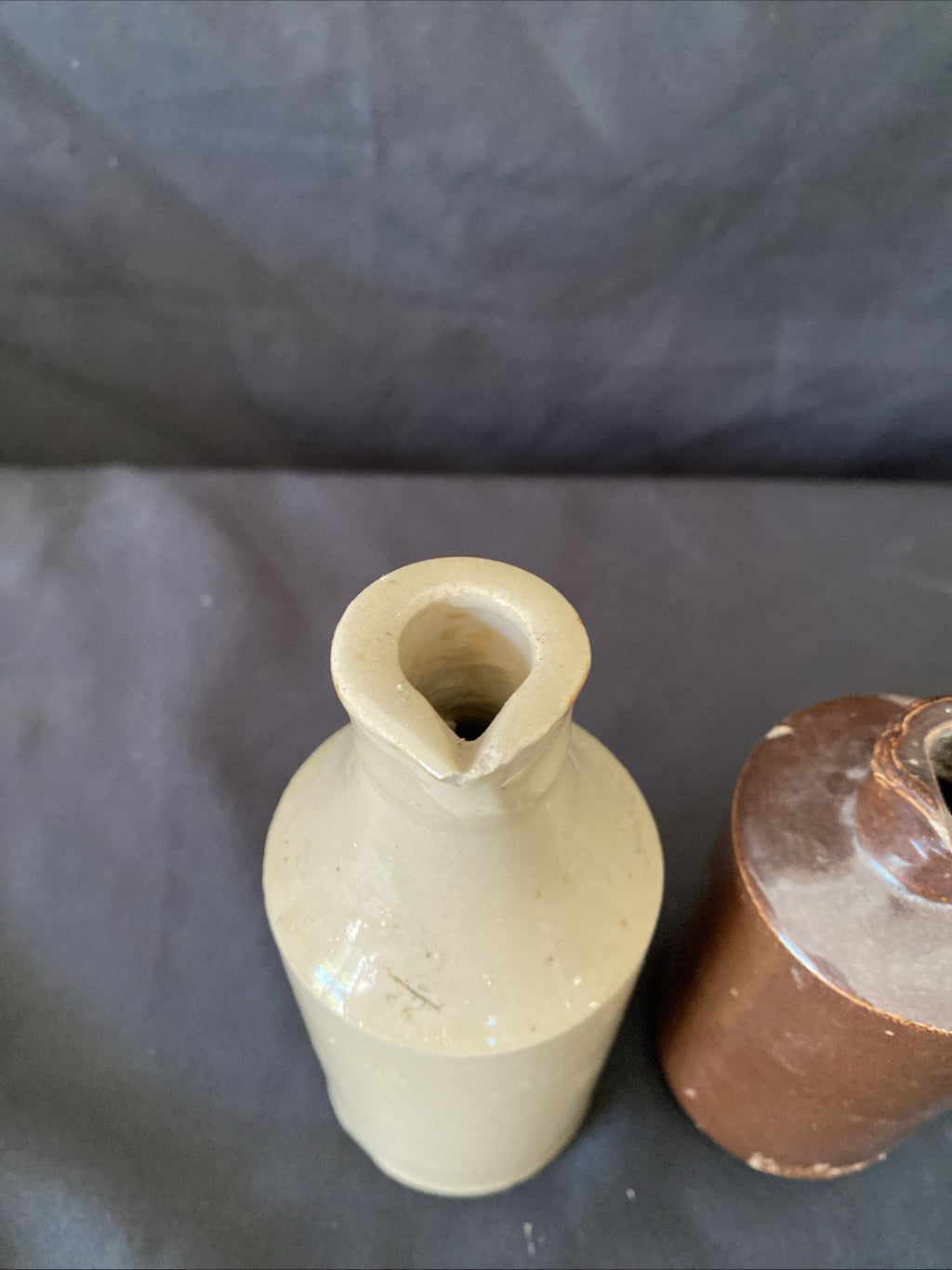 Pair of Salt Glaze Stoneware Bottles Doulton Lambeth Home Décor 14cm&11cm (1018)
