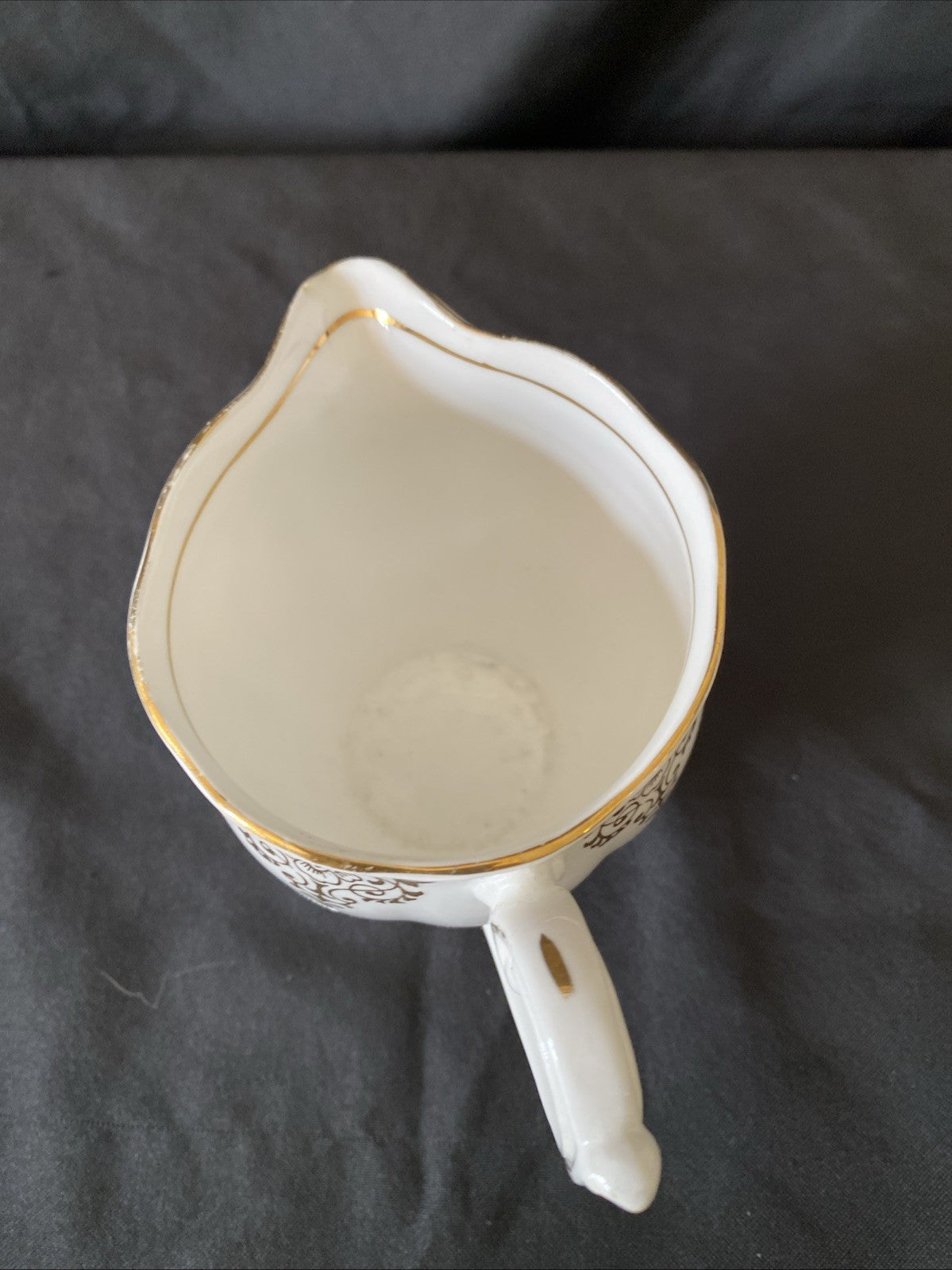 Vintage Bell Fine Bone China England White - Gold Pattern Border Milk Jug (5818)